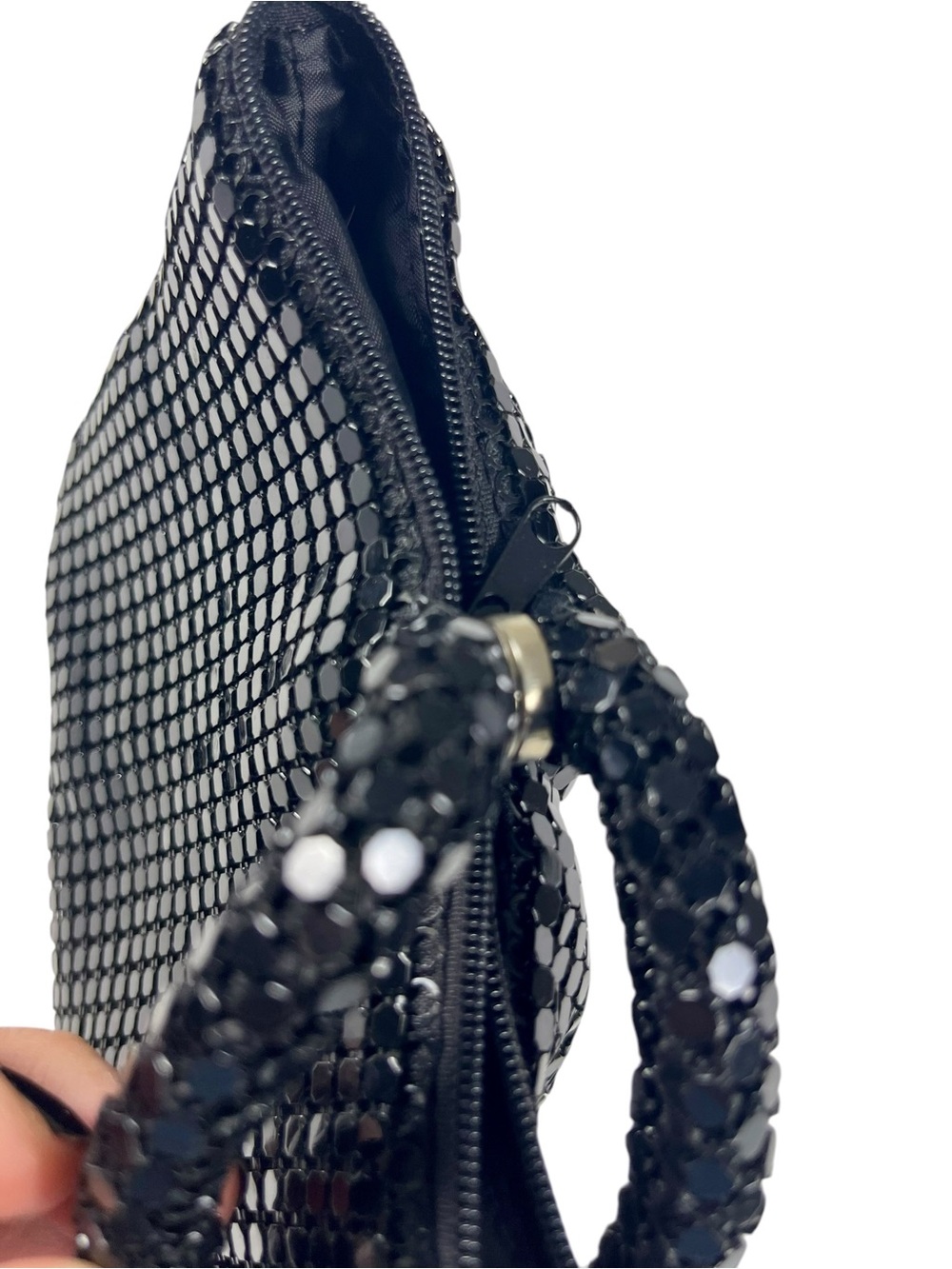Black Sequin Cocktail Bag Small Evening Shoulder Purse Sparkle Party. Sku 168 - Picture 10 of 10